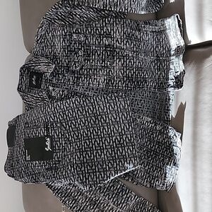 Black and White Patterned Denim Jacket